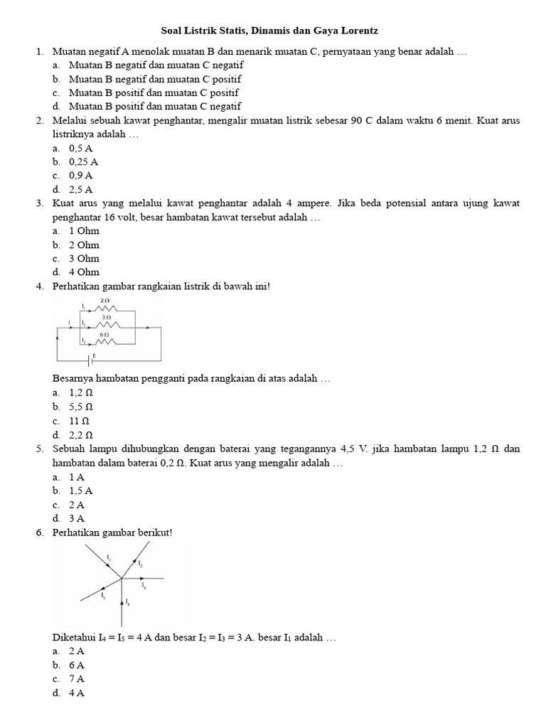 Soal Listrik Statis dan Dinamis | PDF