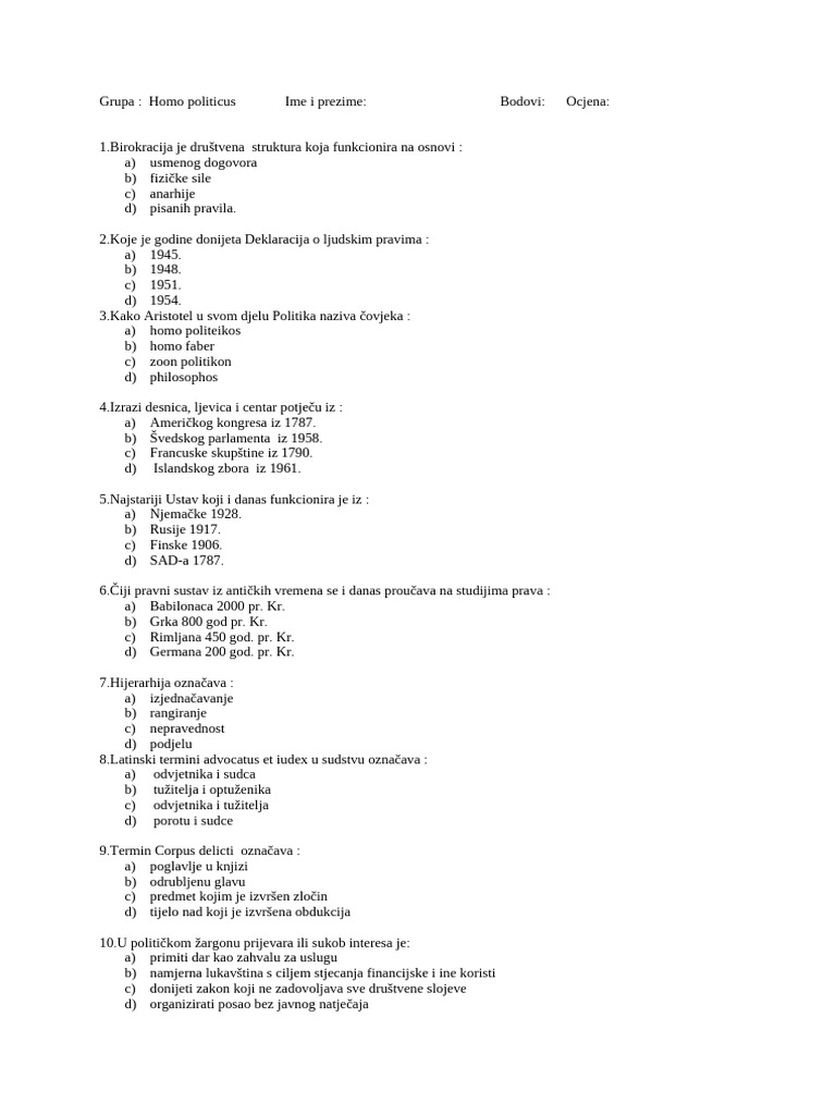 Grupa Homo Politicus 1 | PDF