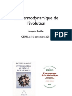 Thermodynamique de L'évolution François Roddier Presentation - Roddier - CERN 2011 11 16