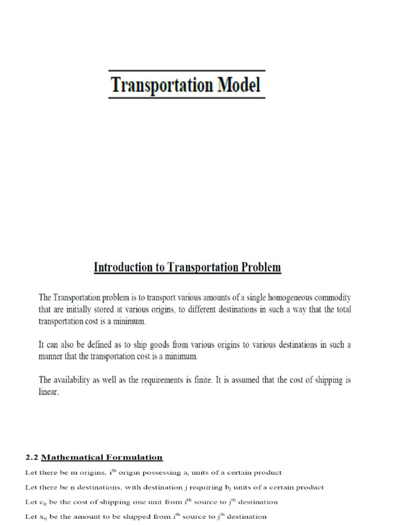 Transportation Model | PDF