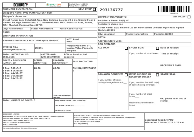 Self Collect: If Yes, Number of Short Boxes | PDF | Cargo | Freight ...