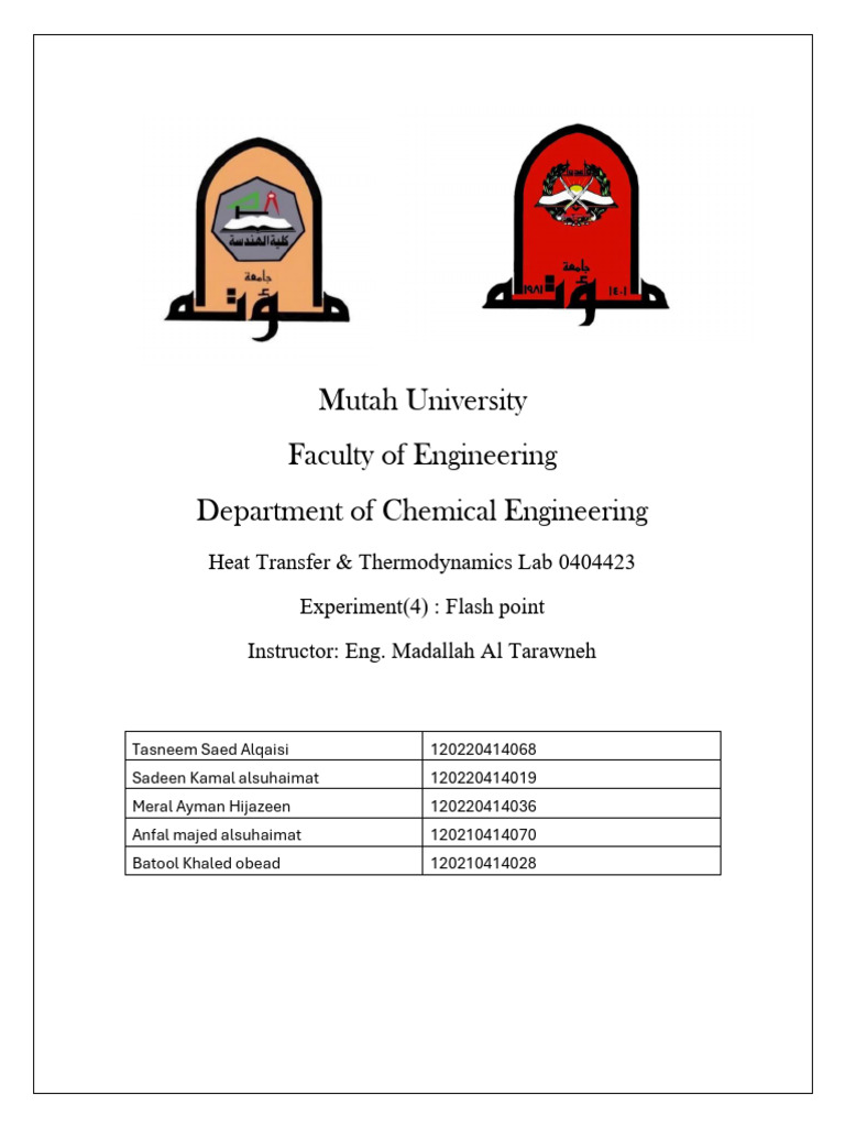 Flash Point Experiment in Chemical Engineering | PDF | Chemical Process ...