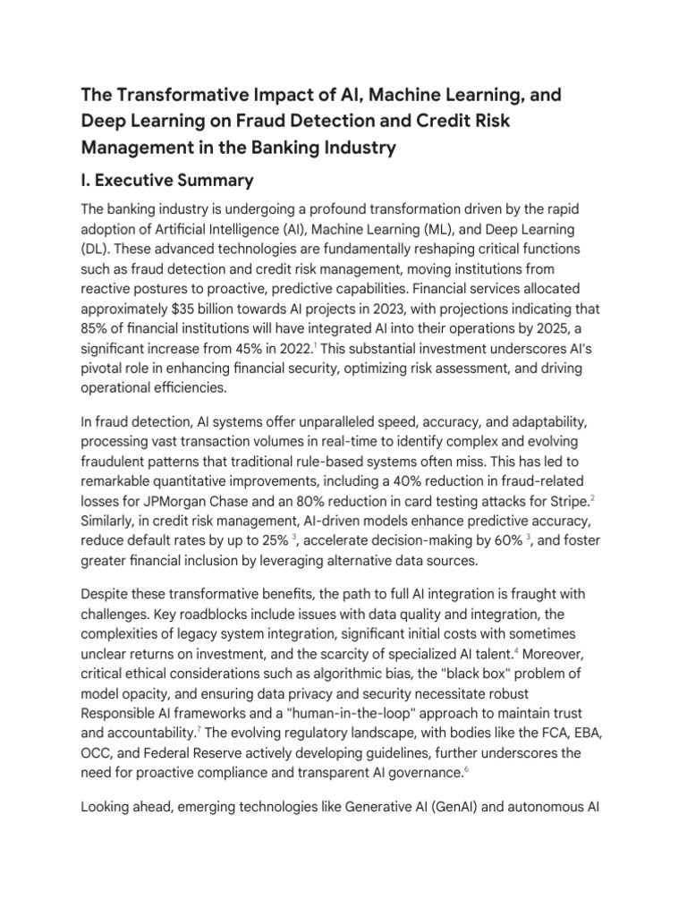 AI in Banking: Fraud Detection & Risk Management | PDF | Artificial ...