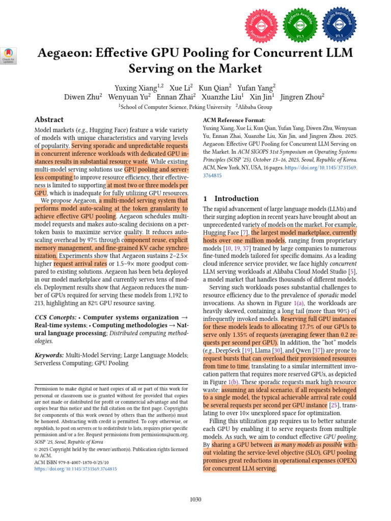 Aegaeon: Optimizing GPU Pooling for LLMs | PDF | Graphics Processing ...