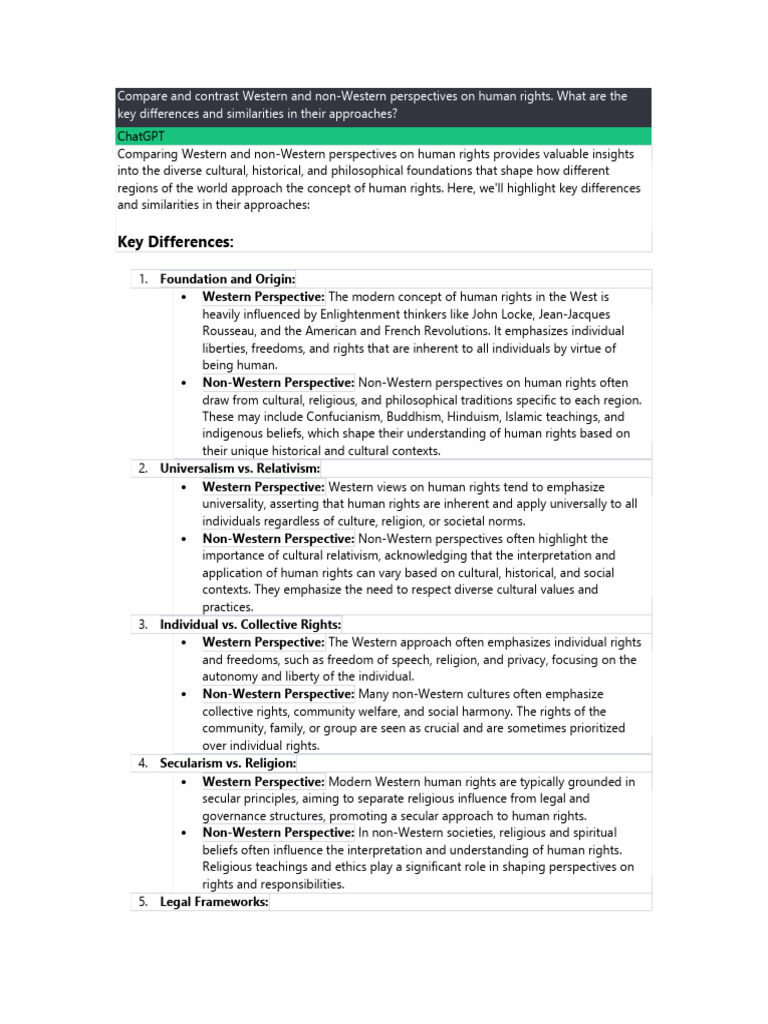 Western vs Non-Western Human Rights Perspectives | PDF | Human Rights ...