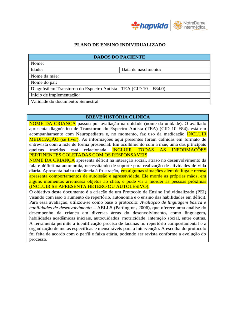 Plano de Ensino para Transtorno Autista | PDF | Autismo | Aprendizado