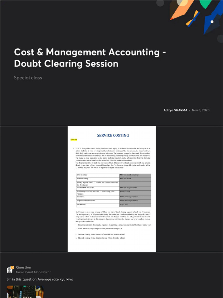 Cost Management Accounting Doubt Clearing Session No Anno | PDF