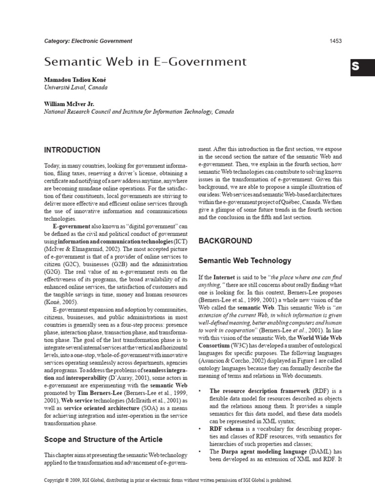 Semantic Web Enhancements in E-Government | PDF | Semantic Web | E ...
