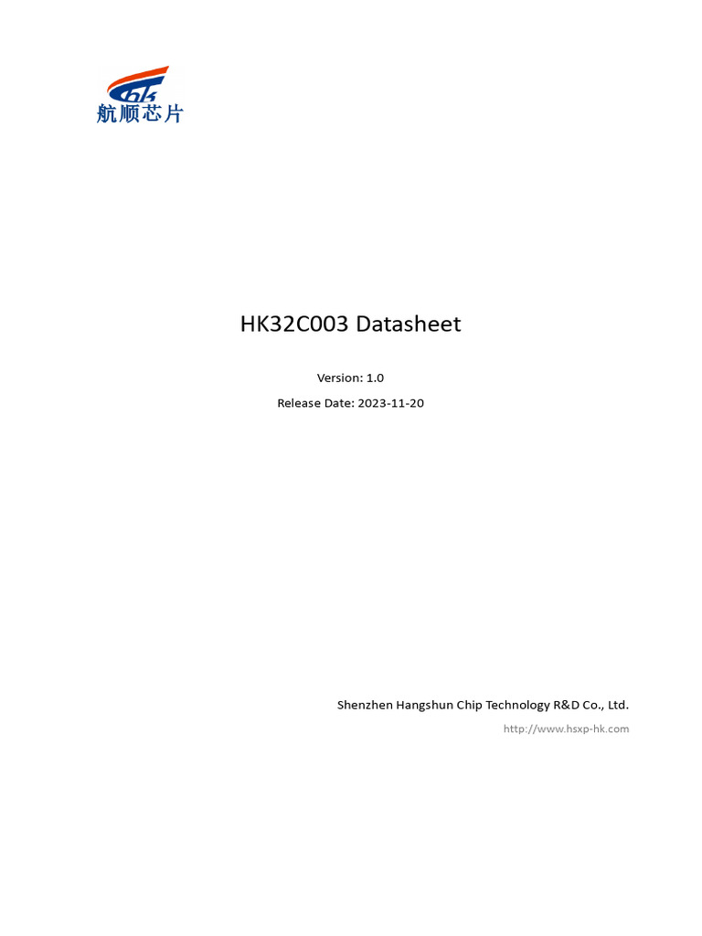 HK32C003 Microcontroller Datasheet | PDF | Microcontroller | Flash Memory