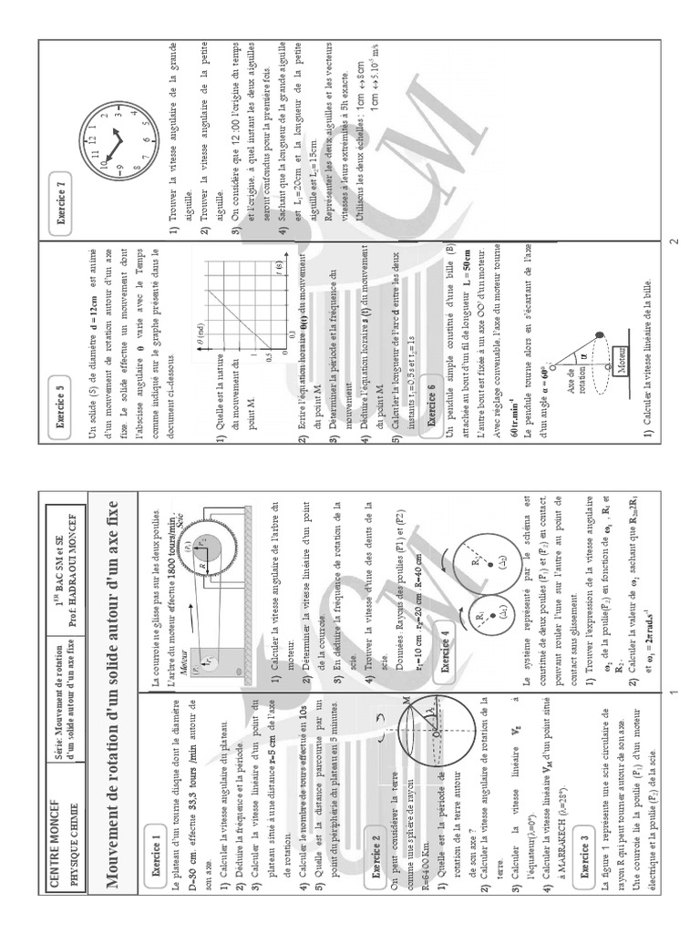 Calculs de rotation en physique chimie | PDF | Rotation | Courroie