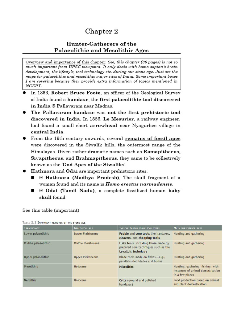 Palaeolithic and Mesolithic India Insights | PDF | Archaeology | Stone Age