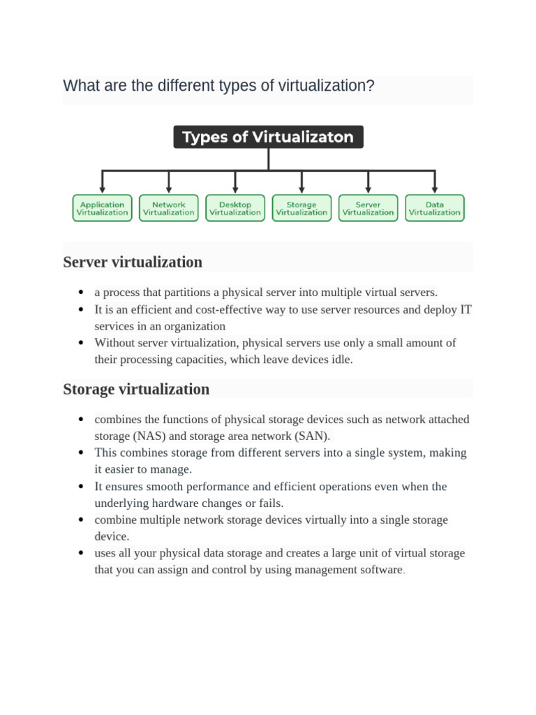 Types of Virtualization Explained | PDF | Virtualization | Computer Network
