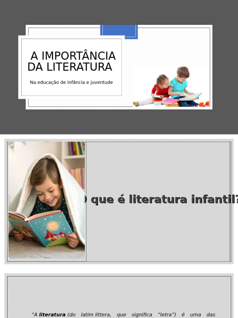 Importância da Literatura na Educação Infantil | PDF | Literatura oral ...