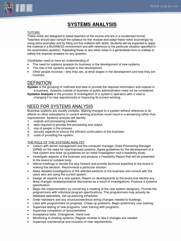 Systems Analysis | PDF