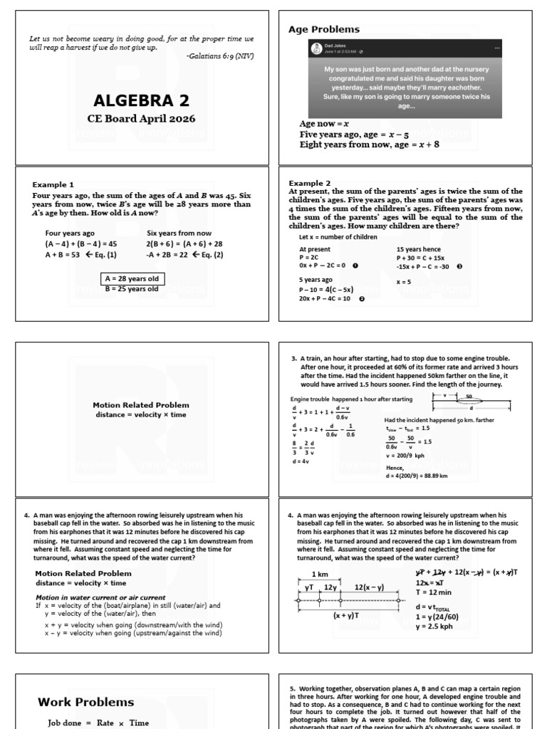 Algebra 2 Age and Motion Problems | PDF | Speed | Physical Quantities