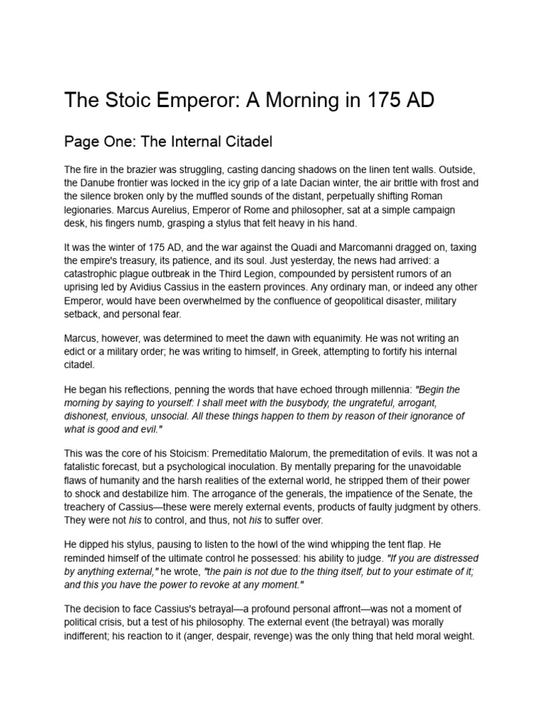 Marcus Aurelius: Stoic Reflections in 175 AD | PDF | Stoicism