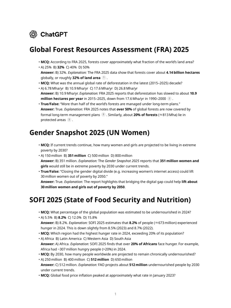 Global Forest Resources Assessment (FRA) 2025 | PDF | Hunger