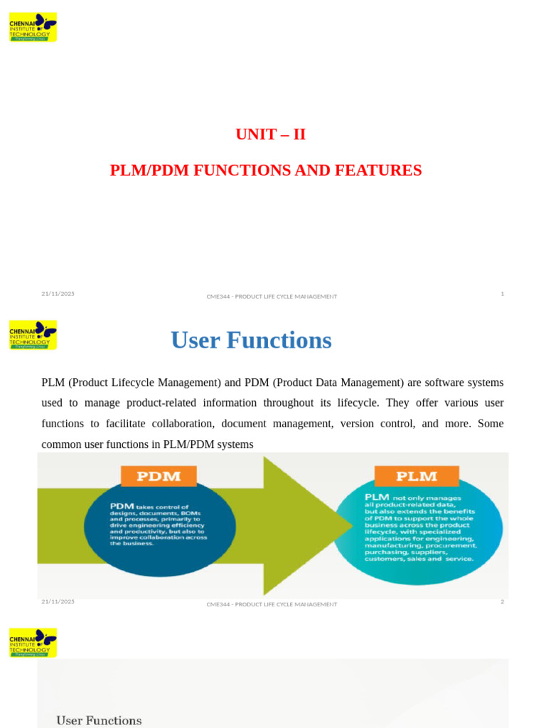 Unit-II PLM PDM Functions and Features | PDF | Product Lifecycle ...