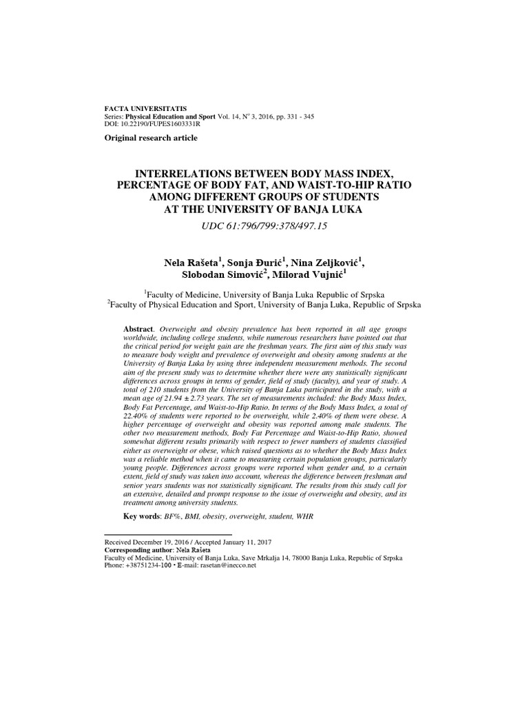 BMI and Obesity in University Students | PDF | Body Mass Index | Overweight