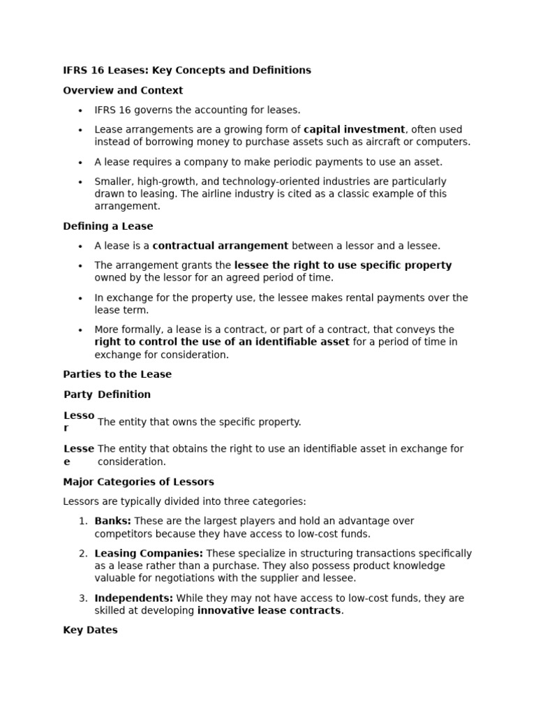 Lease IFRS 16 Notes | PDF | Debits And Credits | Lease