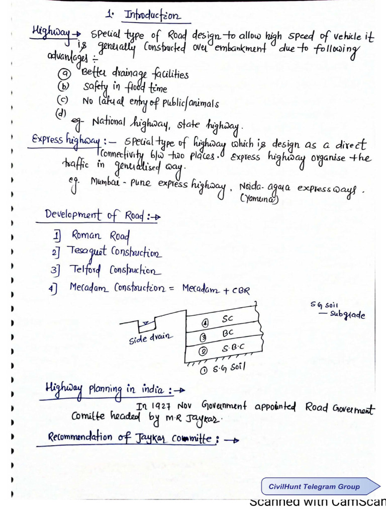 Transportation and Railway Engineering Handwritten Notes | PDF