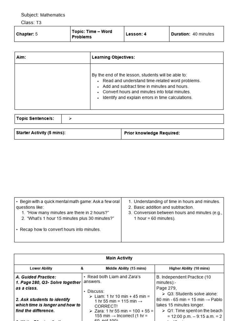Lesson Plan T3 Math | PDF | Mathematics | Intelligence
