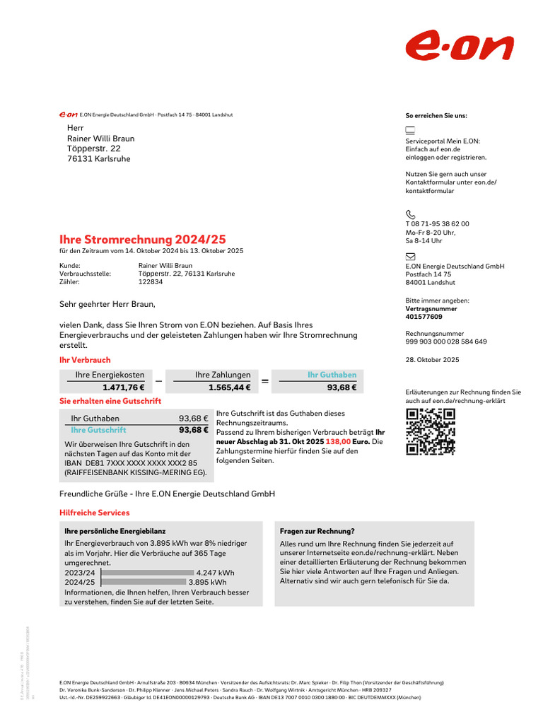 EON Stromrechnung Oktober 2025 | PDF