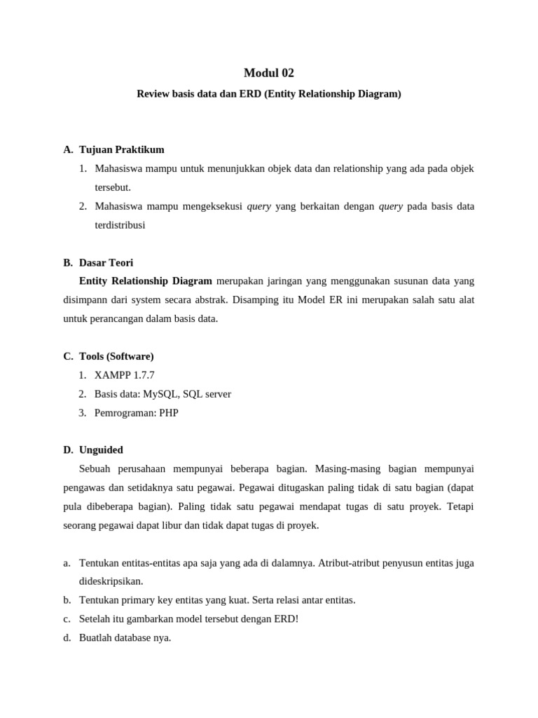 ERD dan Basis Data untuk Praktikum SQL | PDF