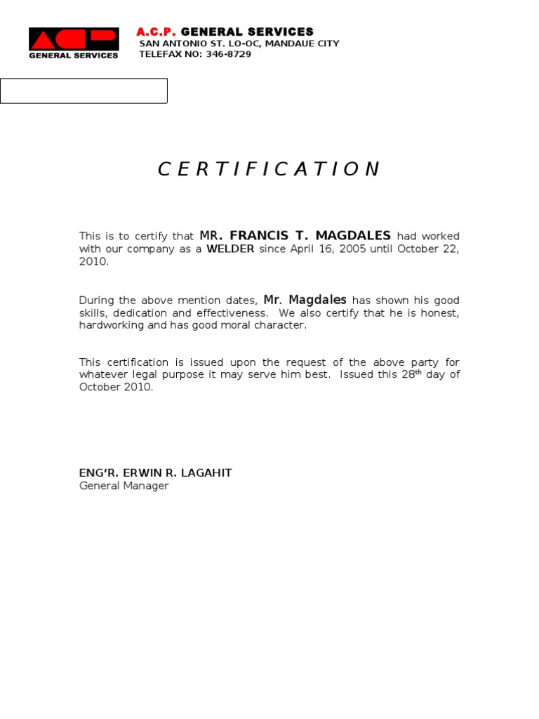 ACP Certificate | PDF