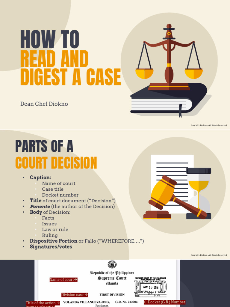 How To Read and Digest A Case - Dean Chel Diokno | PDF | Acquittal ...