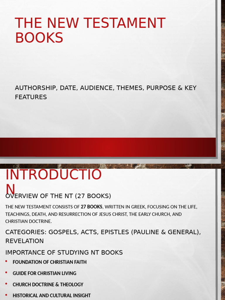 New Testament Books Presentation | PDF | Acts Of The Apostles | Jesus