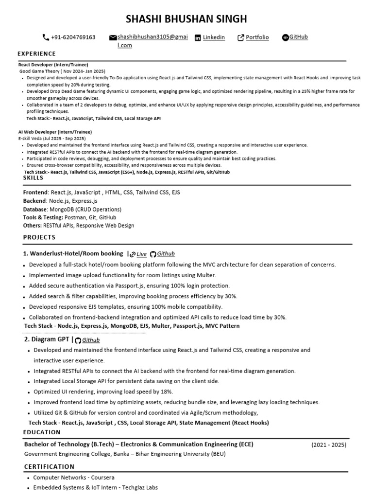 Full-Stack Developer Portfolio Overview | PDF | Computer Science ...