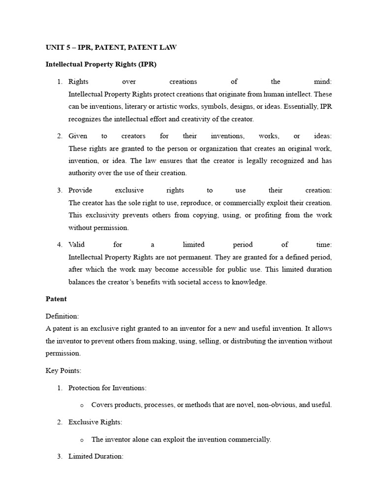 Understanding IPR and Patent Law Basics | PDF | Patent | Patent Application