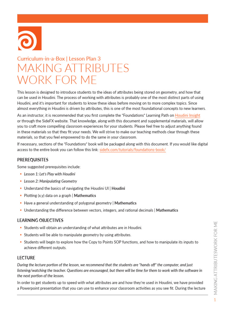 03 Attributes LessonPlan | PDF | Rendering (Computer Graphics ...