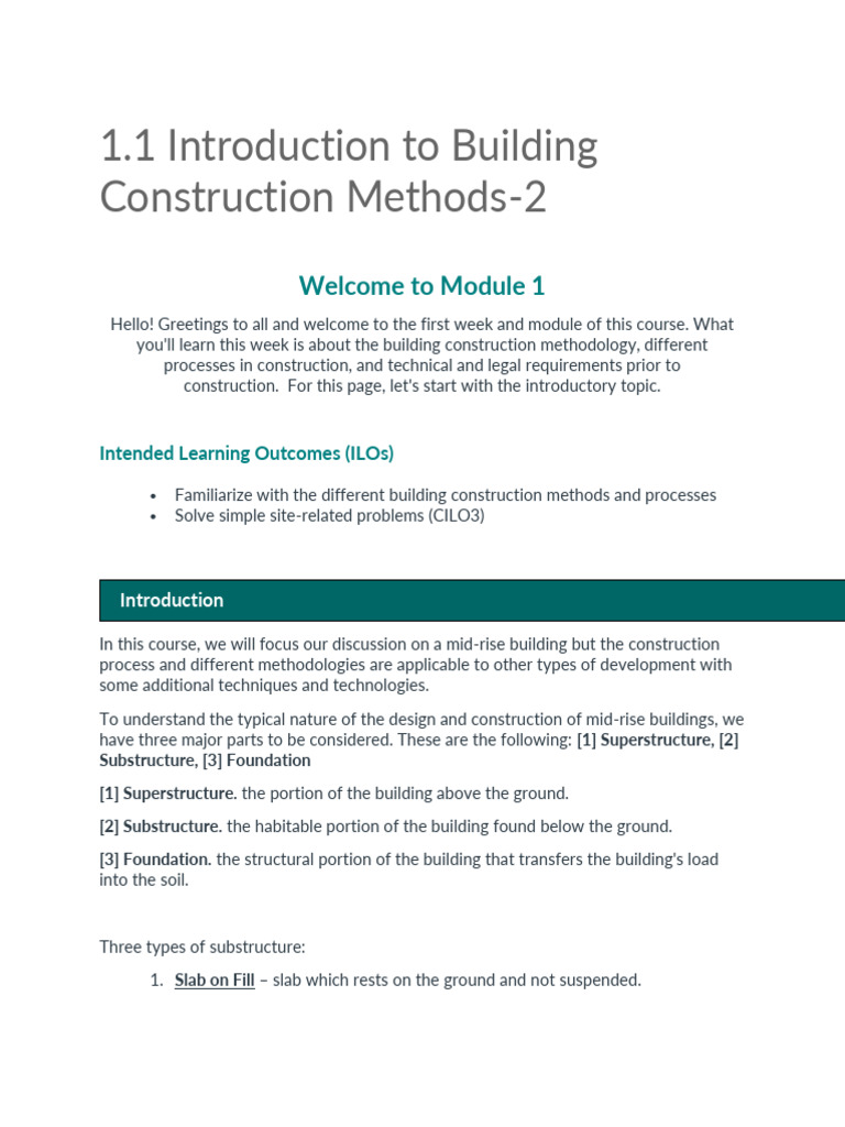 Building Construction Methods Overview | PDF | Storm Drain | Foundation ...