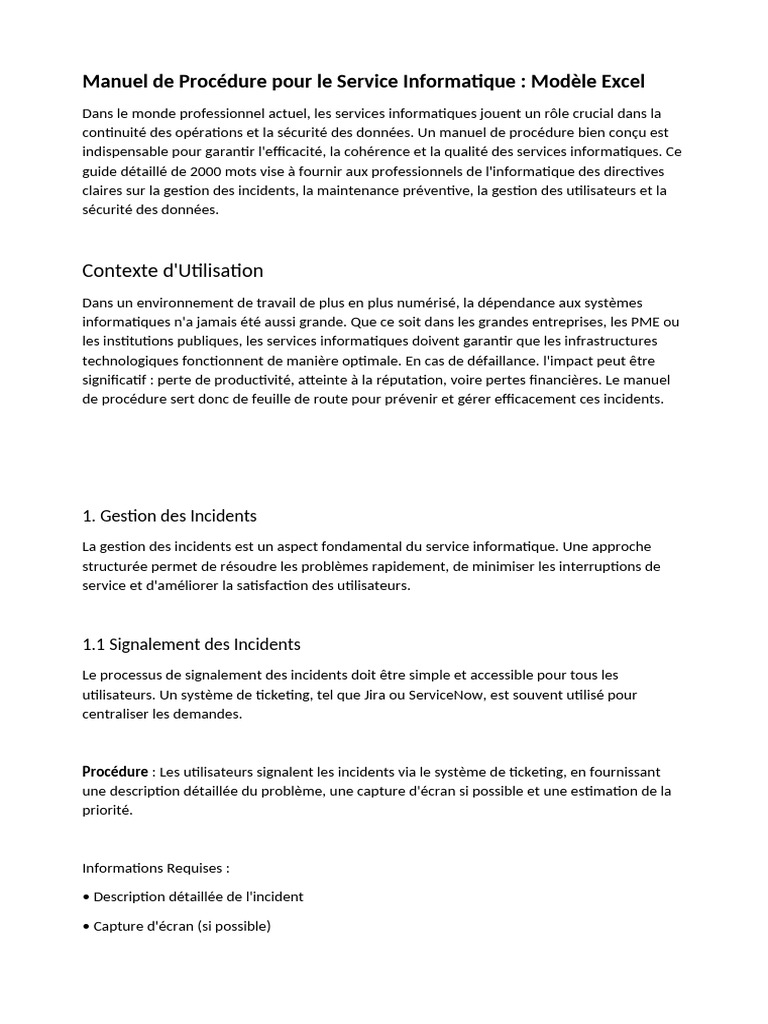 Manuel de Procédure Informatique Excel | PDF | Sécurité des systèmes d ...