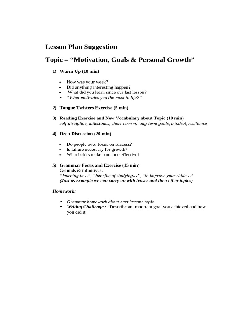 Lesson Plan Suggestion | PDF