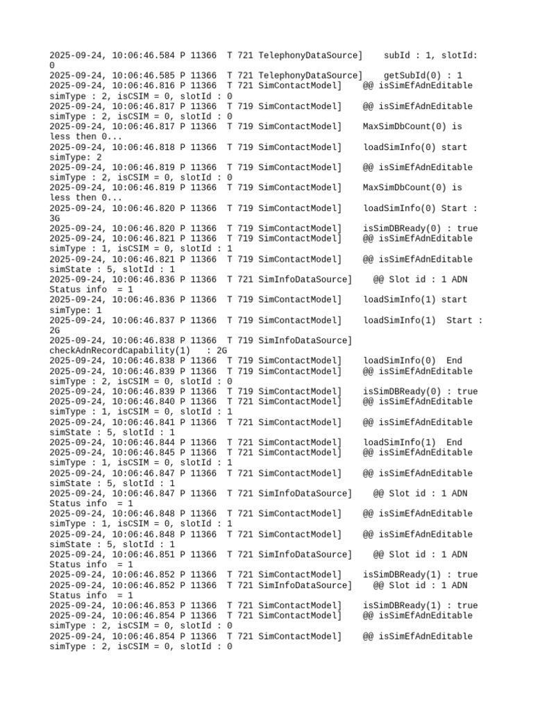 SIM Contact Data Processing Logs | PDF