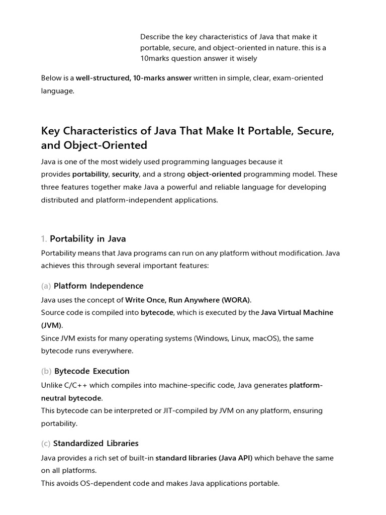 Key Features of Java: Portability, Security, OOP | PDF | Java Virtual ...