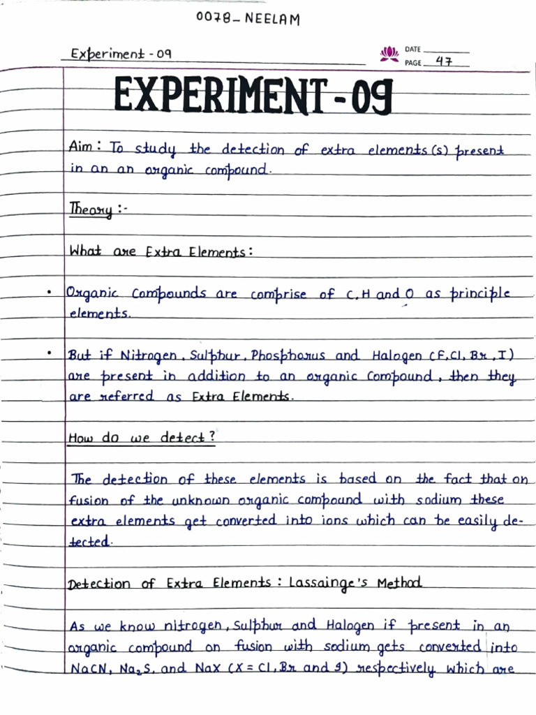 Detection of Extra Elements in Organic Compounds | PDF | Sodium ...