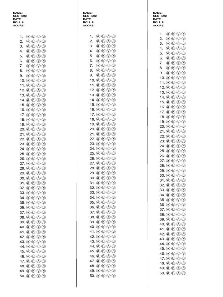 Answer Sheet 2.1 | PDF