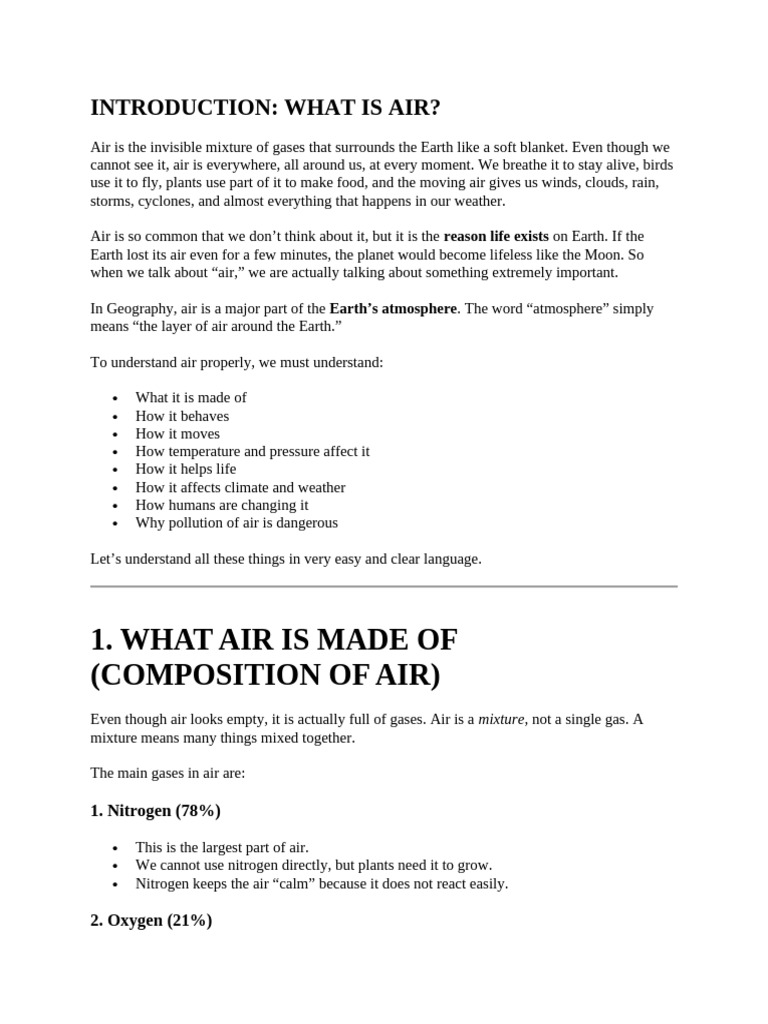 Understanding Air: Composition and Impact | PDF | Atmosphere Of Earth ...