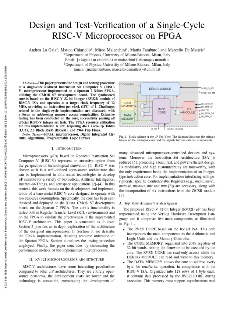 RISC-V Microprocessor Design on FPGA | PDF | Field Programmable Gate ...