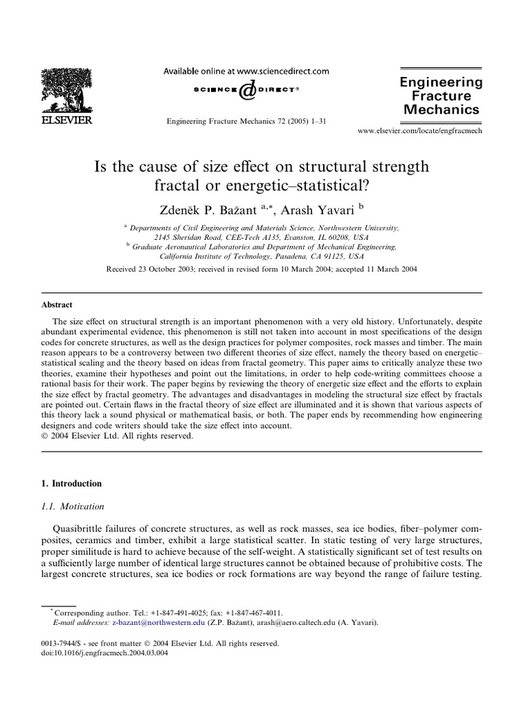 Size Effect in Structural Strength Theories | PDF | Fracture | Fracture ...