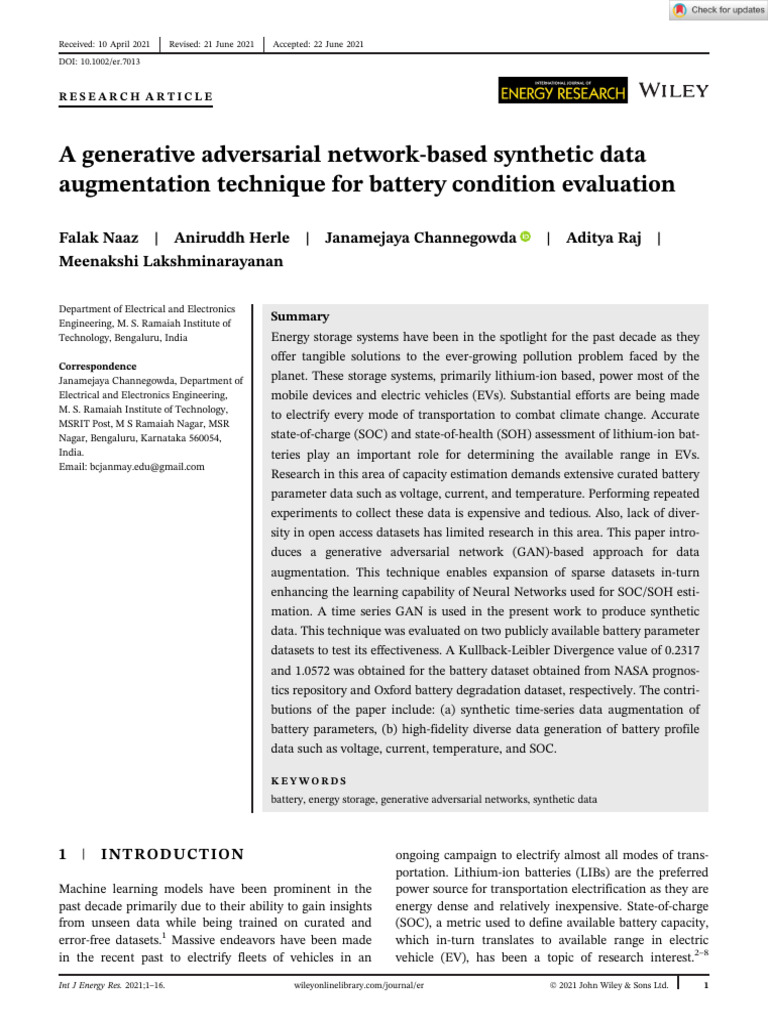 GAN-Based Data Augmentation for Battery Evaluation | PDF | Time Series ...