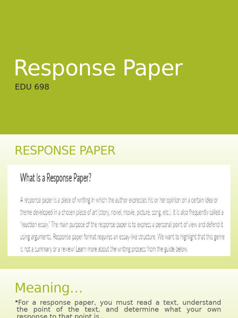 How to Write a Response Paper | PDF | Speed Reading | Essays
