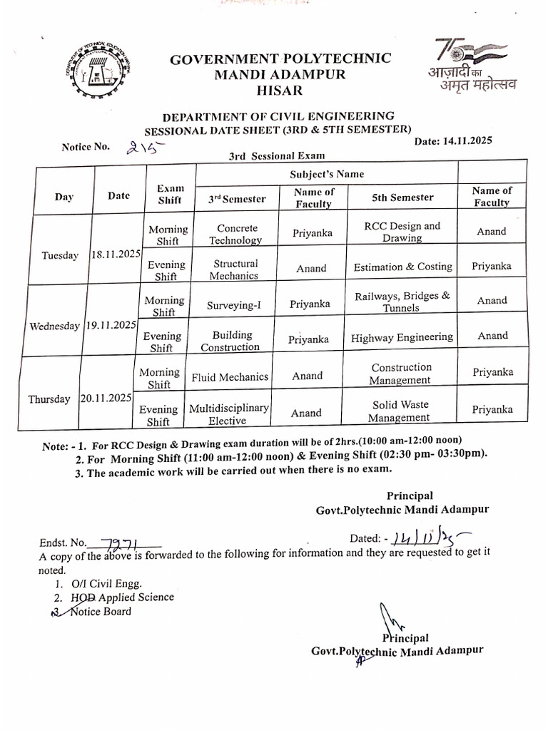 3rd Sessional Date Sheet | PDF