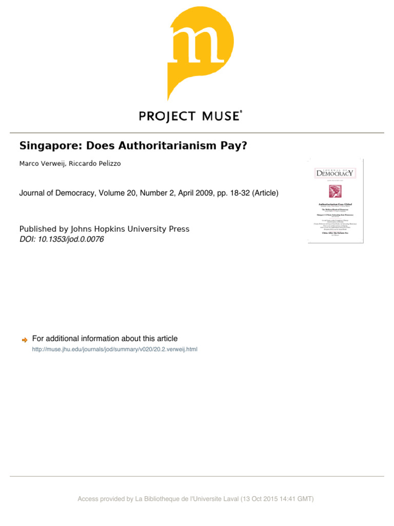 Singapore's Authoritarianism and Economy | PDF | Singapore | World Politics
