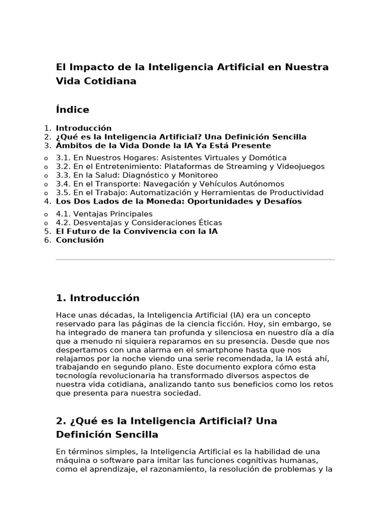 Impacto de la IA en la Vida Diaria | PDF | Inteligencia artificial ...