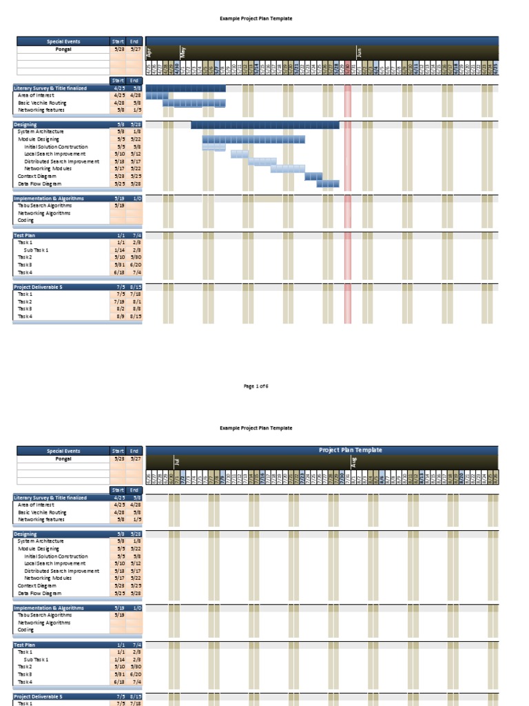 Project Plan Template with Gantt Chart | PDF | Algorithms | Computer ...